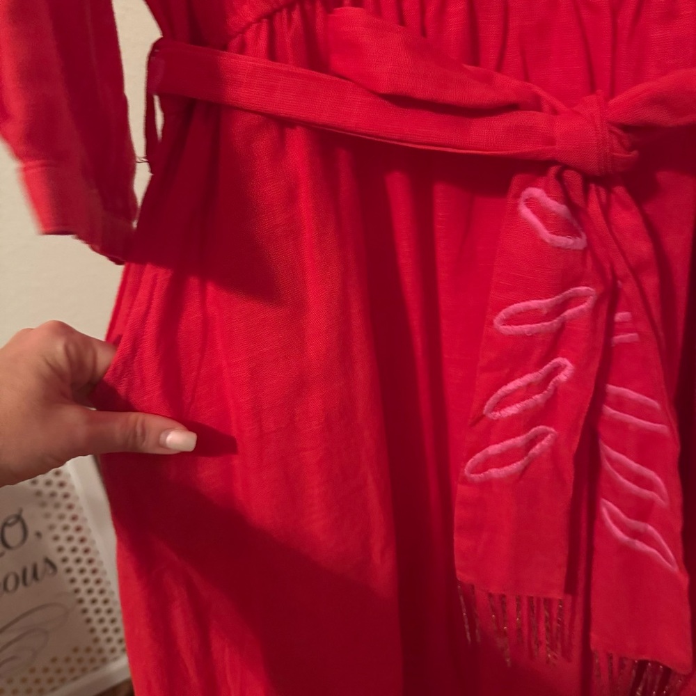 NWT Ciebon Eliza Embroidered A-Line Dress in Red Sz L - Picture 13 of 15